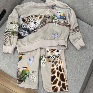 Molo Beige Animal Print DESIGNER sweatsuit Set LIKE NEW**